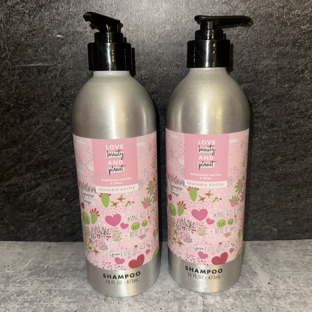 2 Love Beauty & Planet  Sulfate-Free Shampoo Murumuru Butter Rose reusable bottl